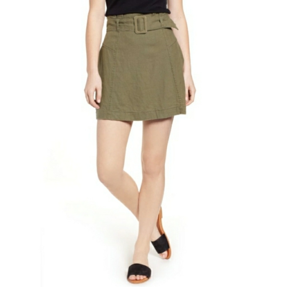 BP. Belted Linen Blend Miniskirt